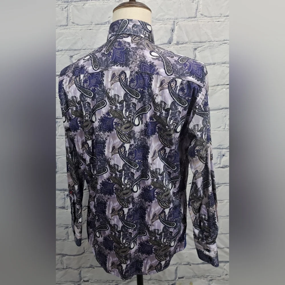 Absolute Rebellion Men's Slim Fit Dress Shirt Paisley Purple Multi Size Large